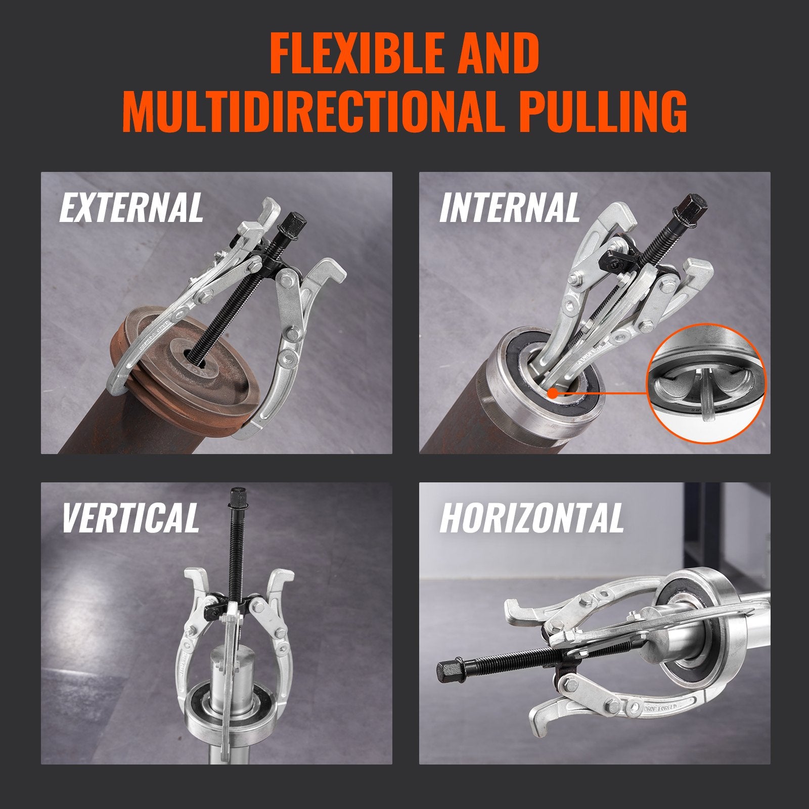 Gear Puller Set 3" 4" 6" 8" 3-Jaw Bearing Puller Wheel Gear Pulley 4 PCS V952-ZSLM43468INCHX86GV0