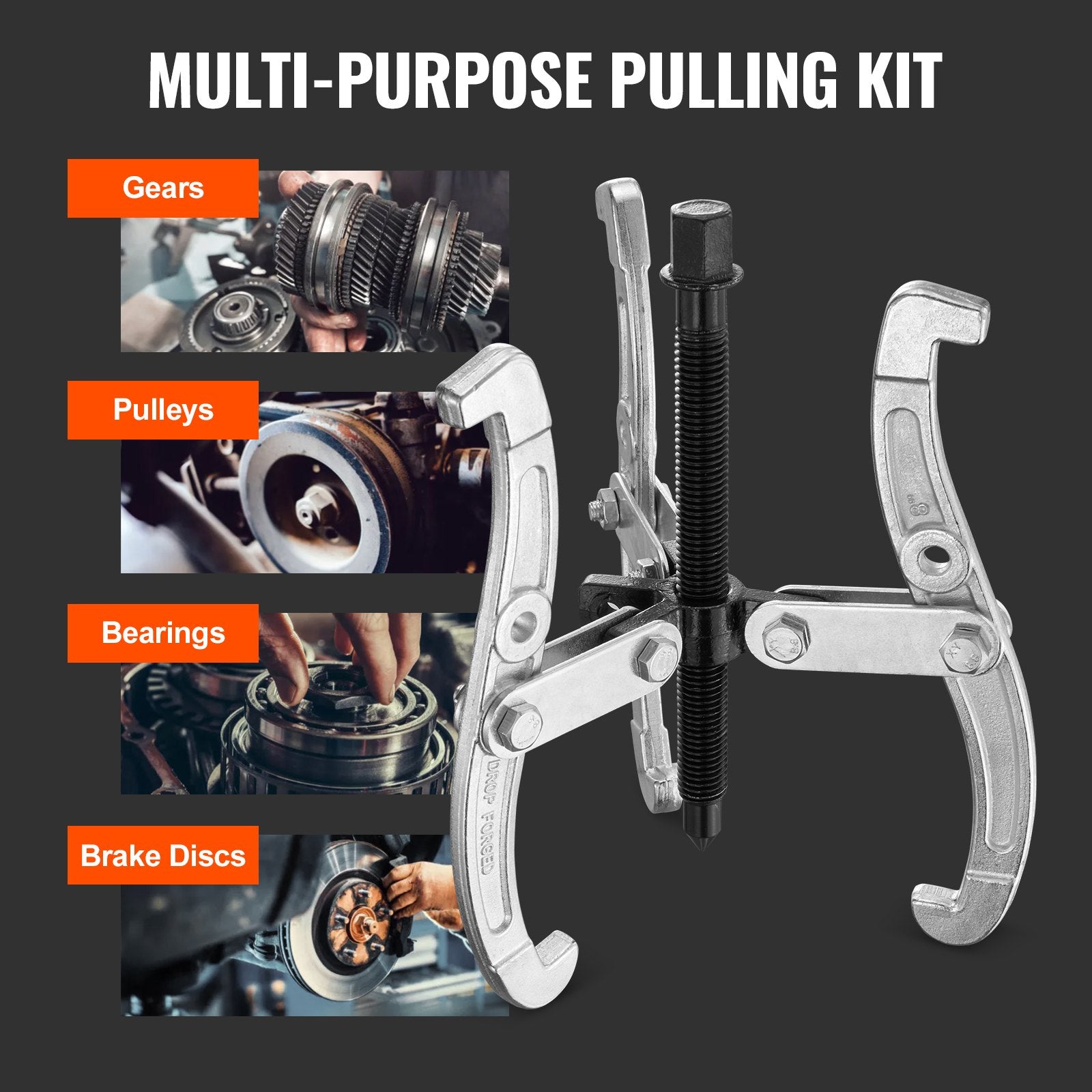 Gear Puller Set 3" 4" 6" 8" 3-Jaw Bearing Puller Wheel Gear Pulley 4 PCS V952-ZSLM43468INCHX86GV0
