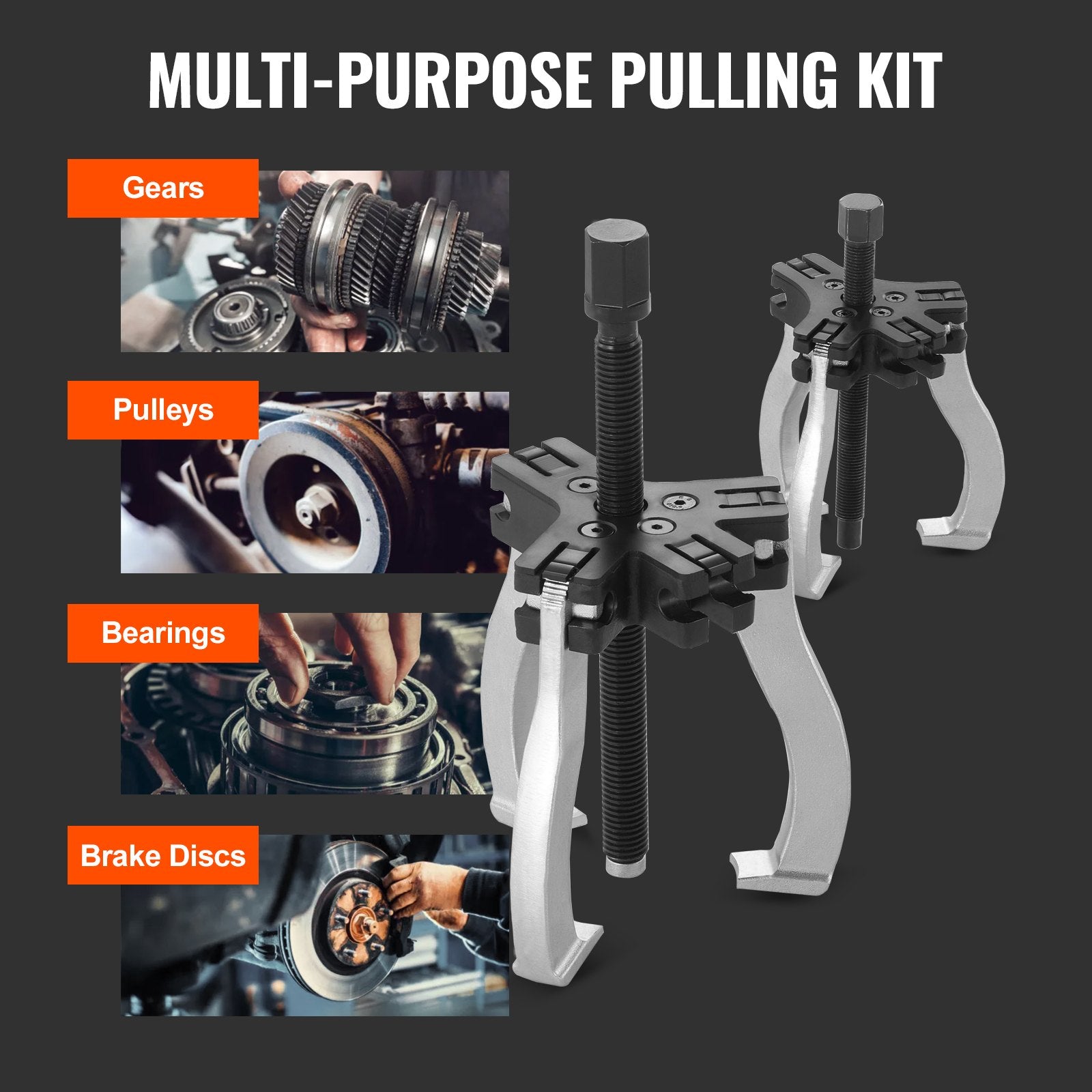 Gear Puller Set, 3" and 7" Puller Kit, 3 Jaw Gear Bearing Flywheel Pulley Removal Tool, 2 or 3 Reversible V952-ZSLMJ237INCH3C9JFV0