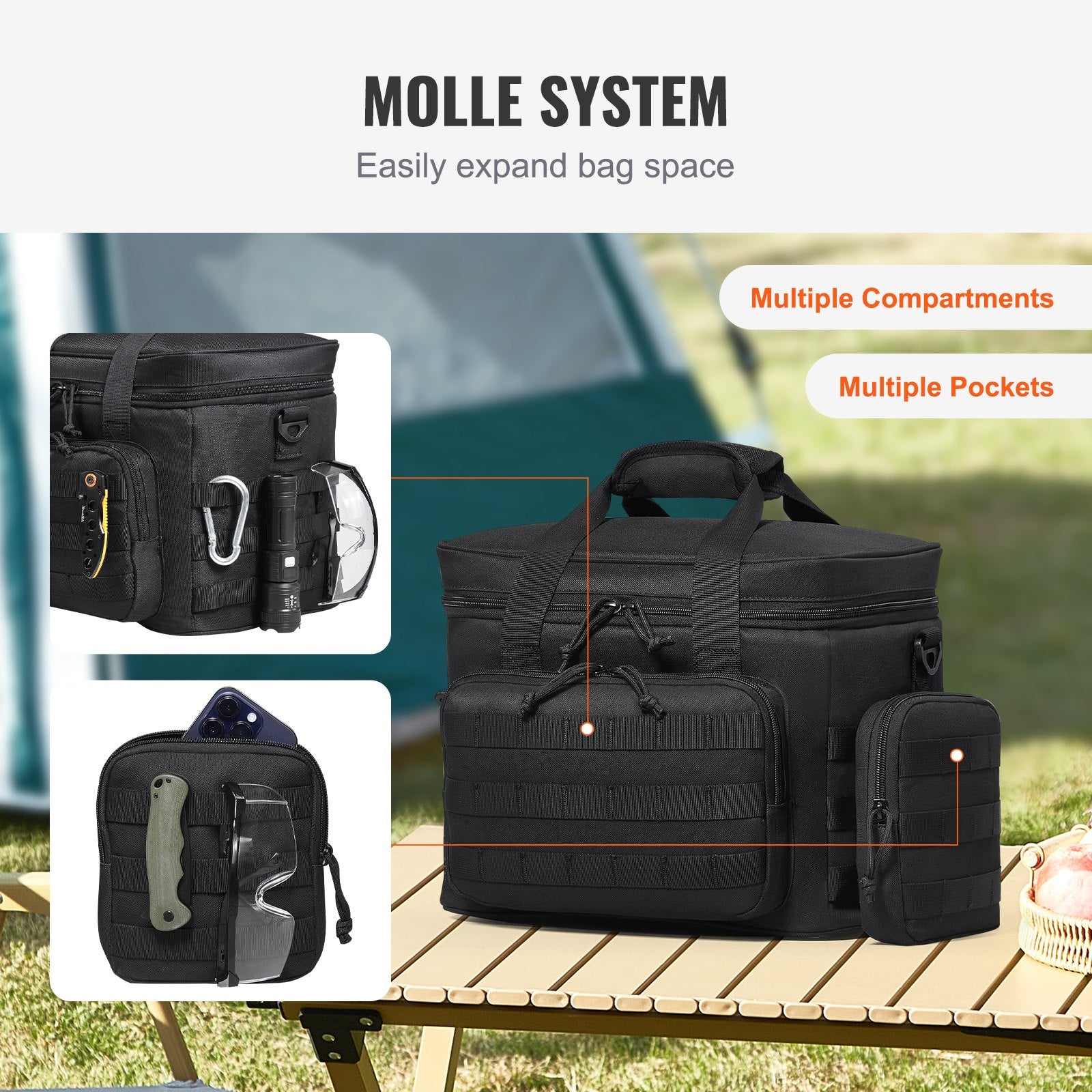Cooler Bag 20L Insulated Lunch Bag Molle Design & Removable Storage Bags V952-ZSLZBHS20L00GPOTNV0