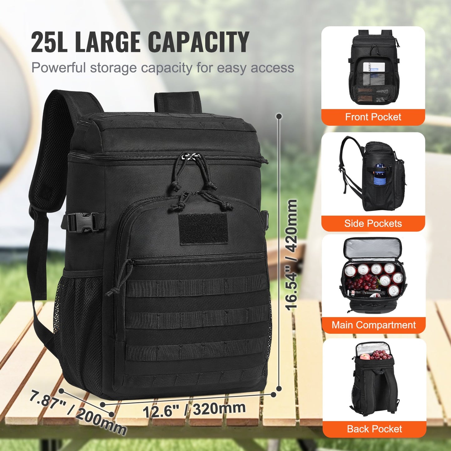 Cooler Bag 25L Insulated Lunch Bag Molle Design & Removable Storage Bags V952-ZSLZBHS25L00QA5GFV0