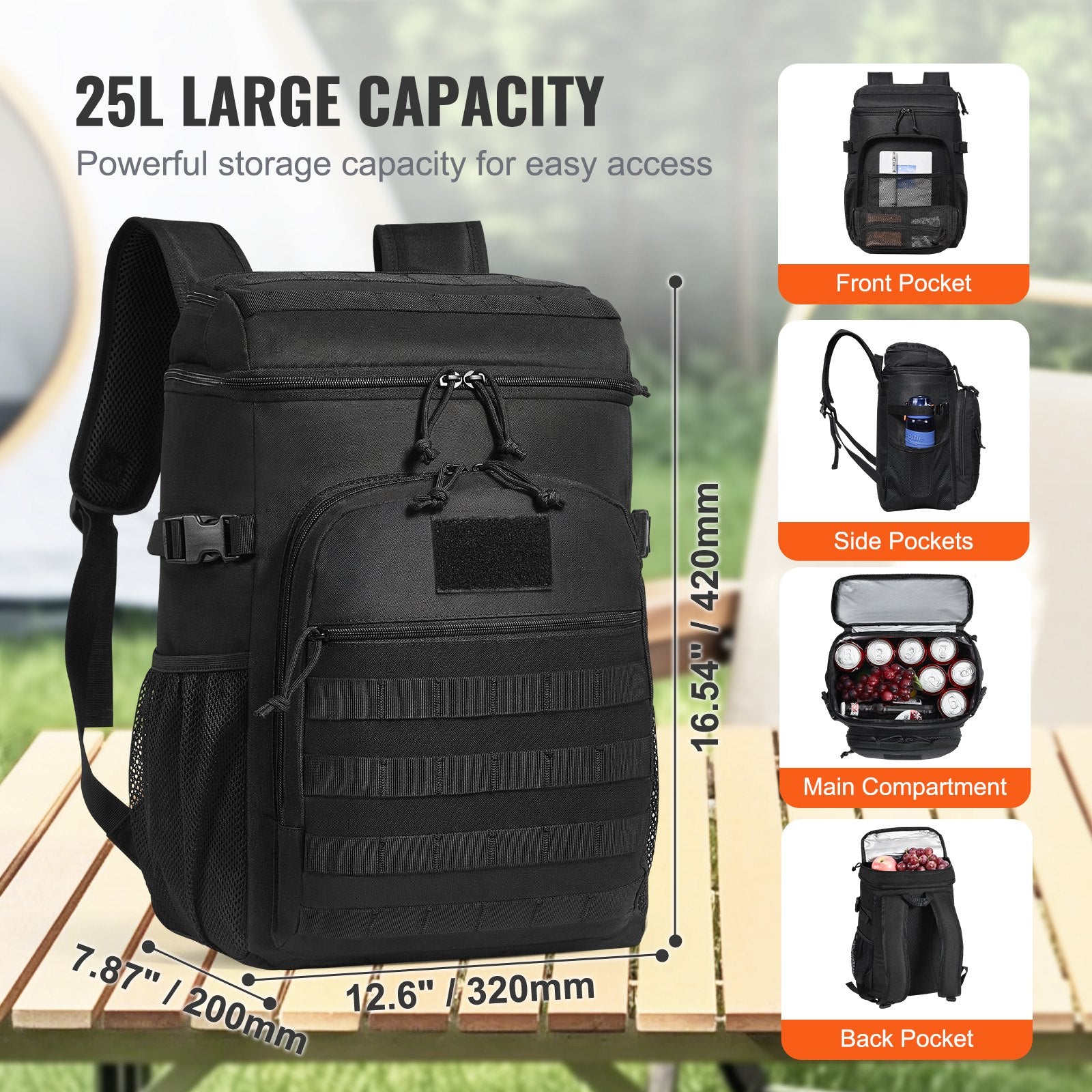 Cooler Bag 25L Insulated Lunch Bag Molle Design & Removable Storage Bags V952-ZSLZBHS25L00QA5GFV0