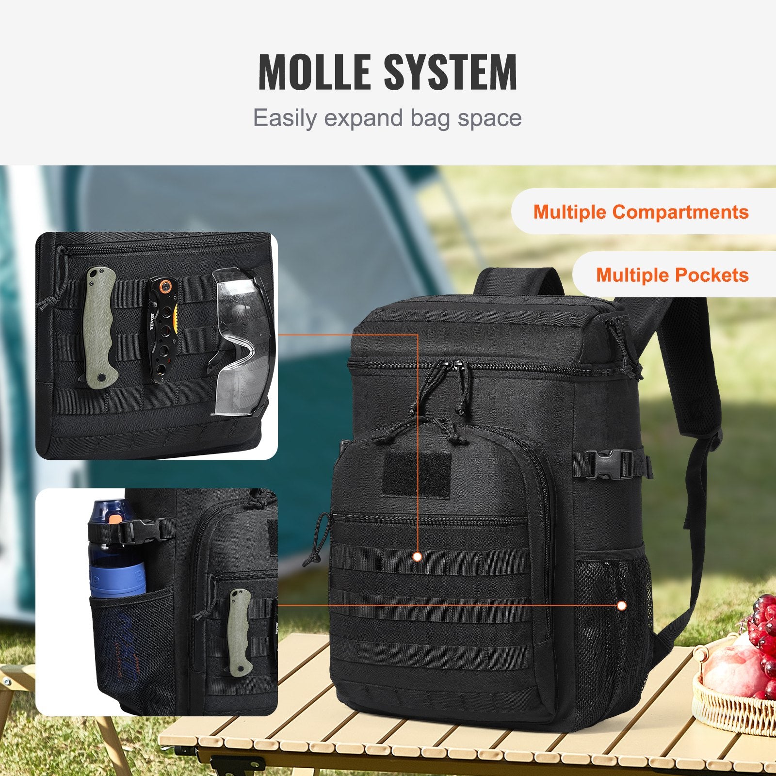 Cooler Bag 25L Insulated Lunch Bag Molle Design & Removable Storage Bags V952-ZSLZBHS25L00QA5GFV0