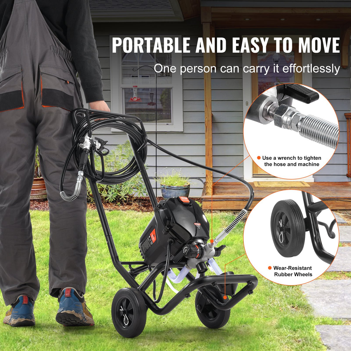 Stand Airless Paint Sprayer, 750W 3000PSI High Efficiency Electric Airless Sprayer With Cart, Fine And Even V952-ZSSGYWQPTJLS5NCXMV3