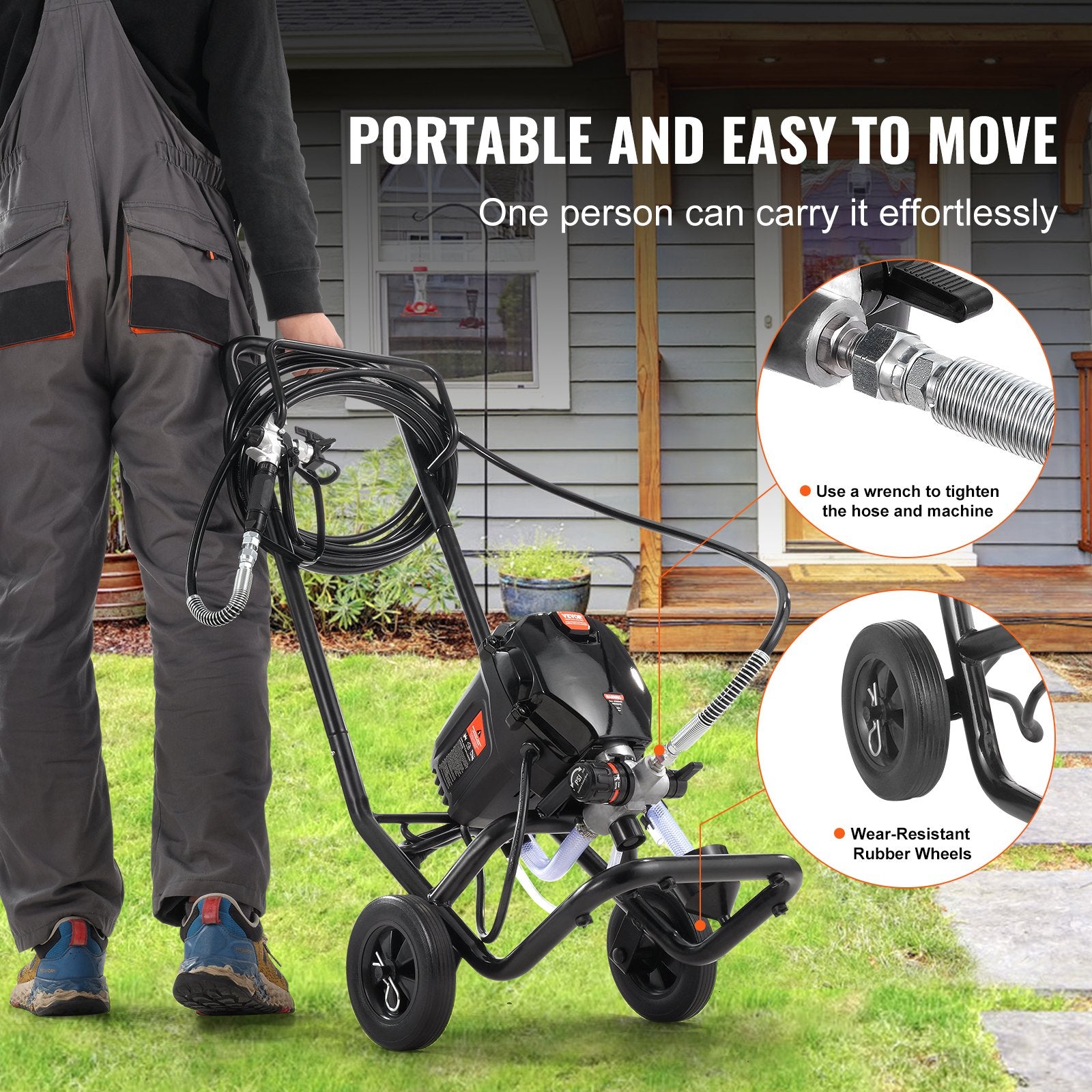 Stand Airless Paint Sprayer, 750W 3000PSI High Efficiency Electric Airless Sprayer With Cart, Fine And Even V952-ZSSGYWQPTJLS5NCXMV3