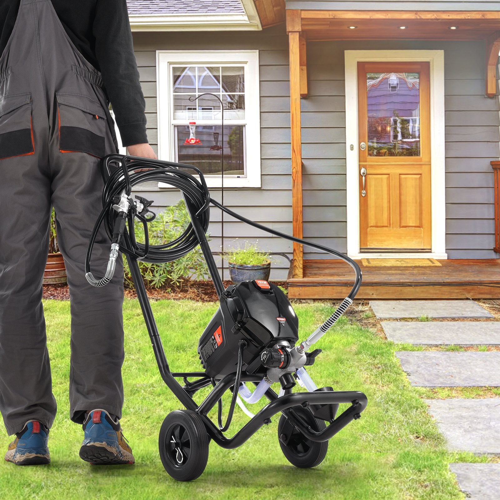 Stand Airless Paint Sprayer, 750W 3000PSI High Efficiency Electric Airless Sprayer With Cart, Fine And Even V952-ZSSGYWQPTJLS5NCXMV3