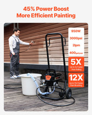 Stand Airless Paint Sprayer, 950W 3000PSI High Efficiency Electric Airless Sprayer With Cart, Fine And Even V952-ZSSGYWQPTJLSXA6A7V3