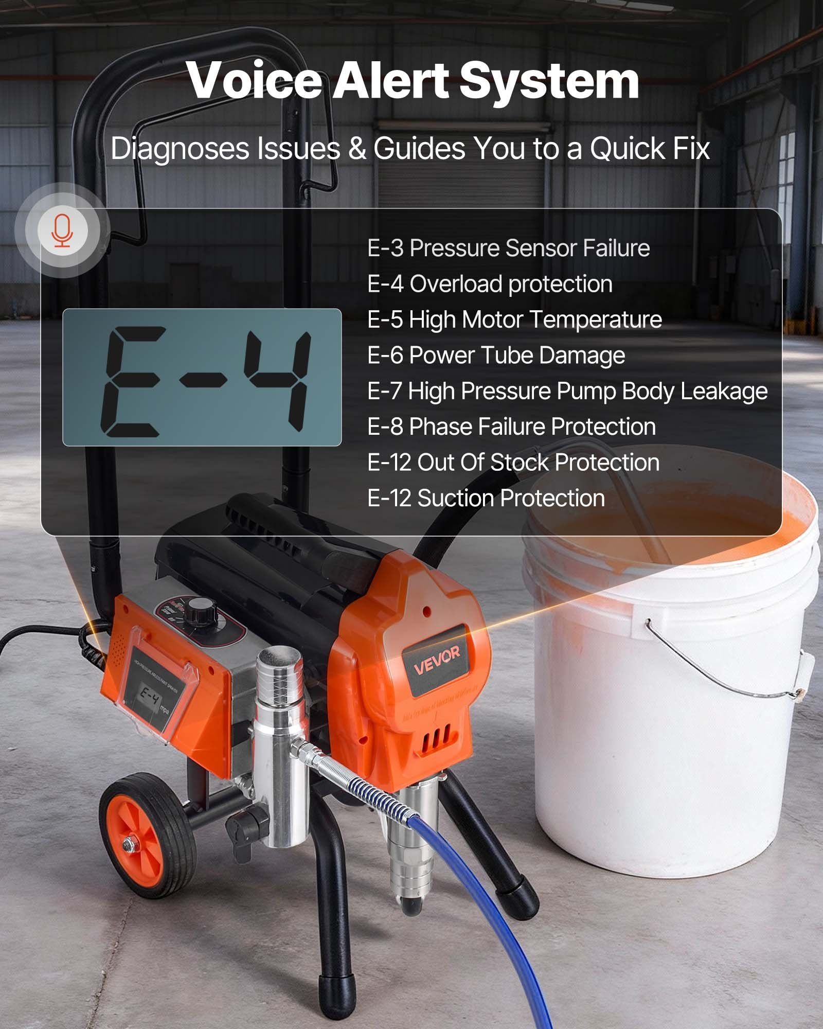 Stand Airless Paint Sprayer, 1500W, 3300PSI High Pressure Airless Sprayer with Cart, Cleaning Brush, Hose, V952-ZSSPTJ1500W0LMIA4001V3