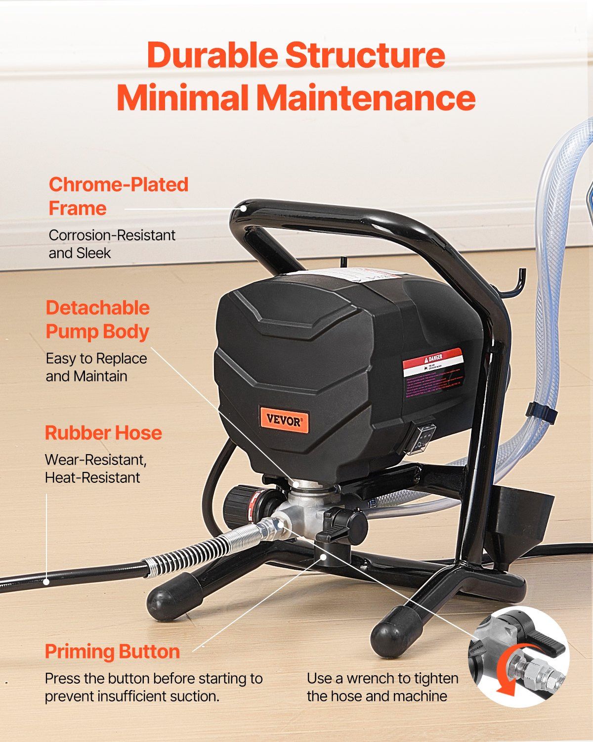 Stand Airless Paint Sprayer, 650W High Efficiency Airless Sprayer, 3000PSI Electric Paint Sprayer Machine V952-ZSSPTJ650W02IF8RLV3