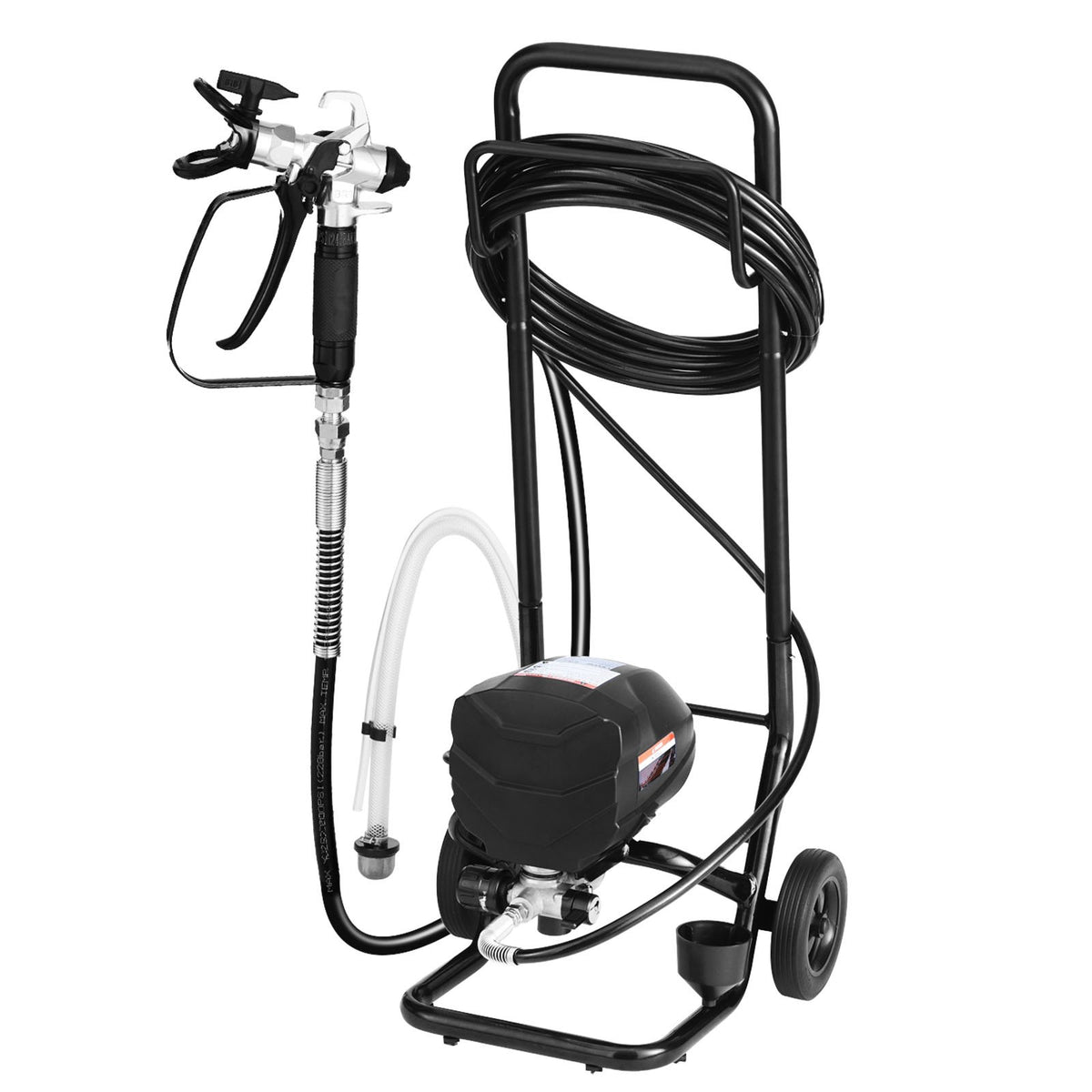 Stand Airless Paint Sprayer, 650W, 3000PSI High Pressure Airless Sprayer with Cart, Cleaning Brush, Hose, V952-ZSSPTJ650W03TBXWZ001V3