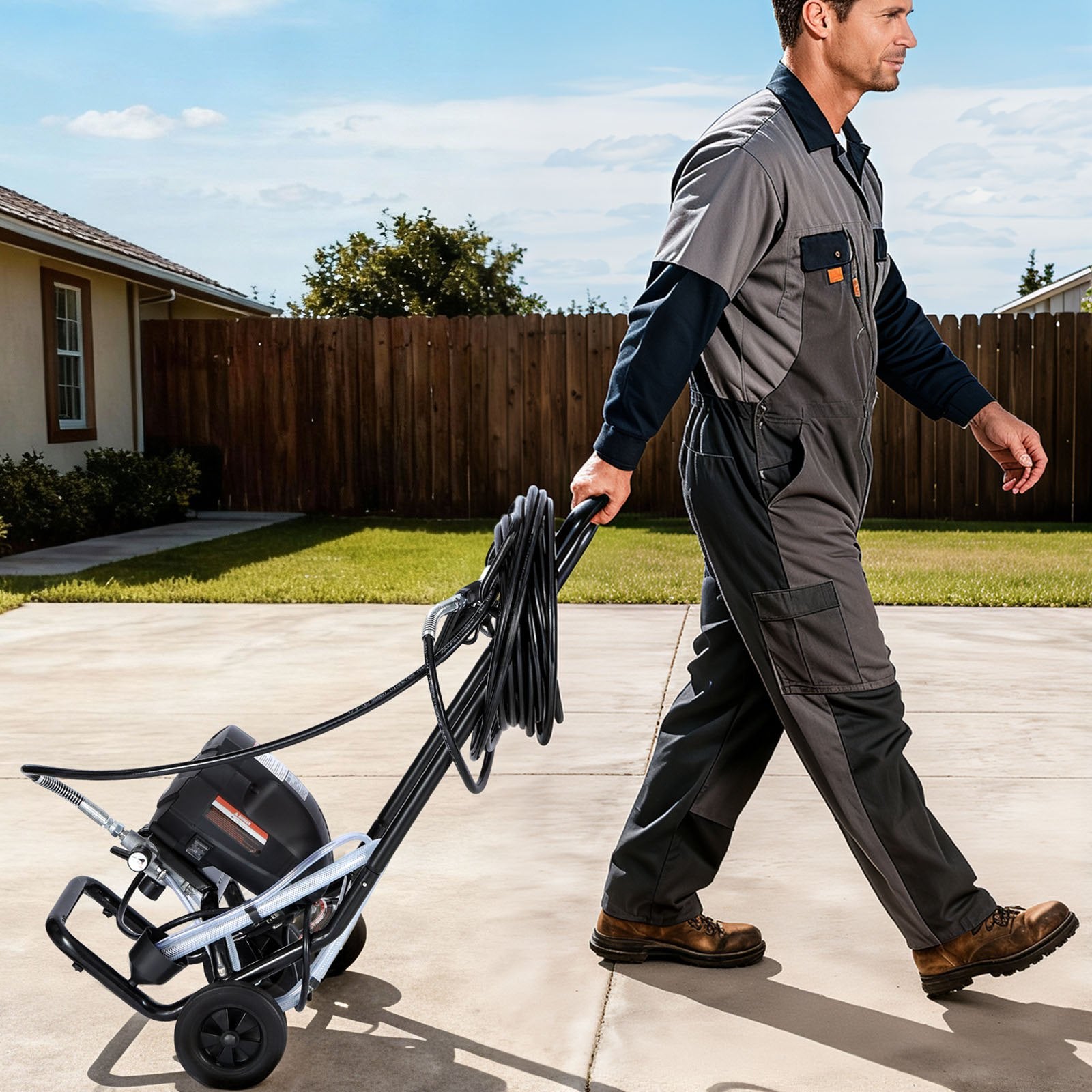 Stand Airless Paint Sprayer, 650W, 3000PSI High Pressure Airless Sprayer with Cart, Cleaning Brush, Hose, V952-ZSSPTJ650W03TBXWZ001V3