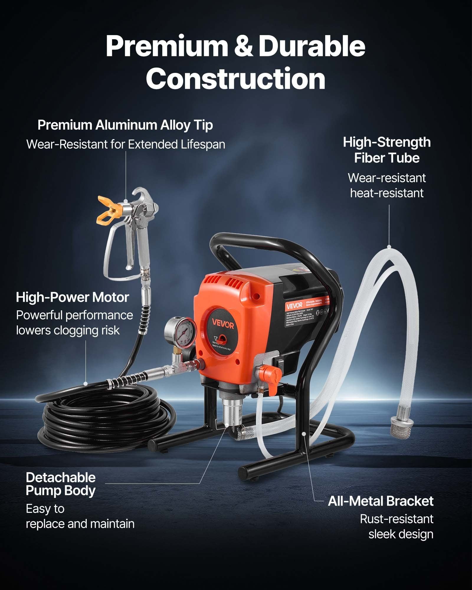 Stand Airless Paint Sprayer, 900W, 3300PSI High Pressure Airless Sprayer, Cleaning Brush, Hose, Extension V952-ZSSPTJ900W04SUV3O001V3