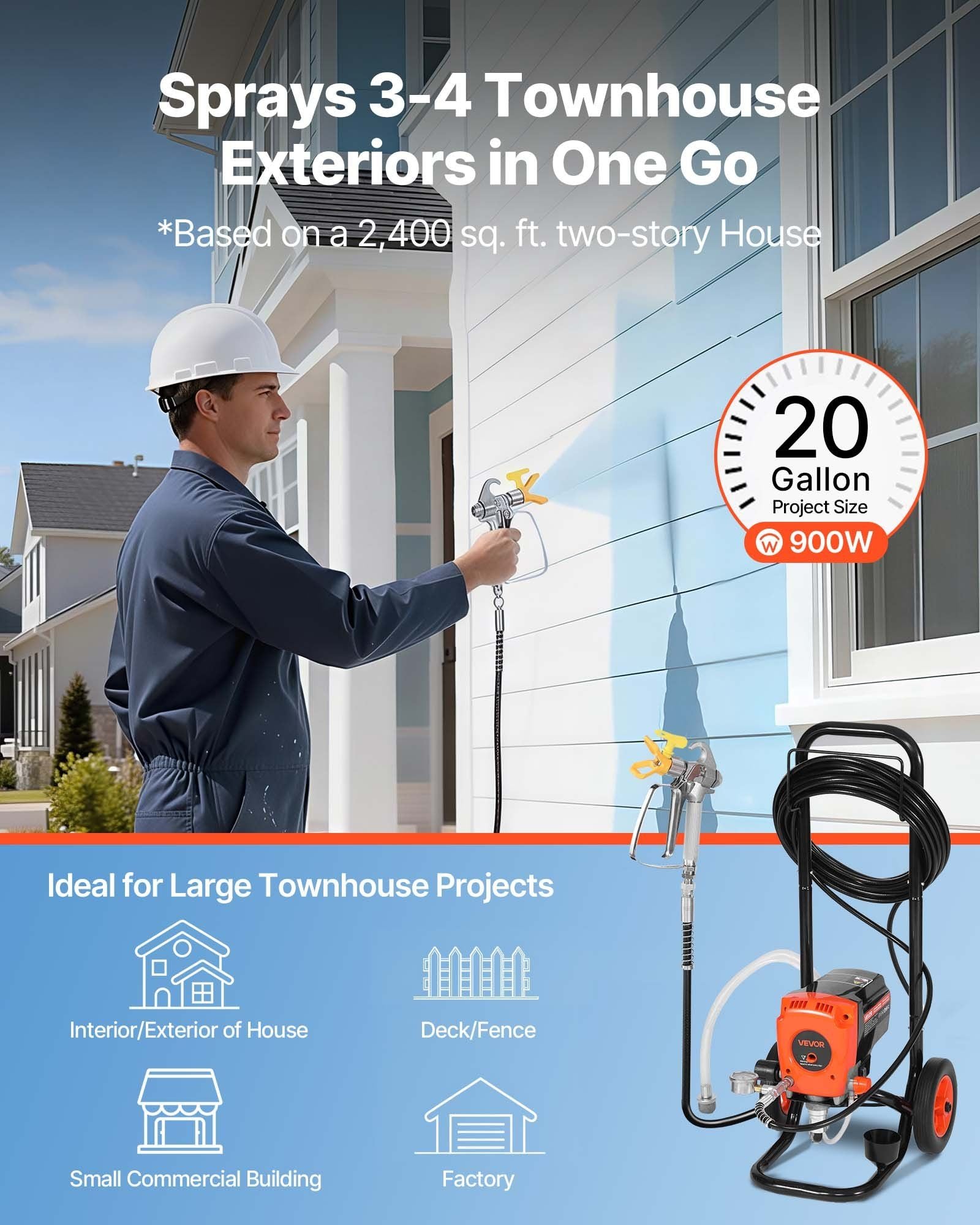 Stand Airless Paint Sprayer, 950W, 3300PSI High Pressure Airless Sprayer with Cart, Cleaning Brush, Hose, V952-ZSSPTJ900W04UXQUL001V3