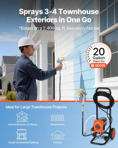 Stand Airless Paint Sprayer, 950W, 3300PSI High Pressure Airless Sprayer with Cart, Cleaning Brush, Hose, V952-ZSSPTJ900W04UXQUL001V3