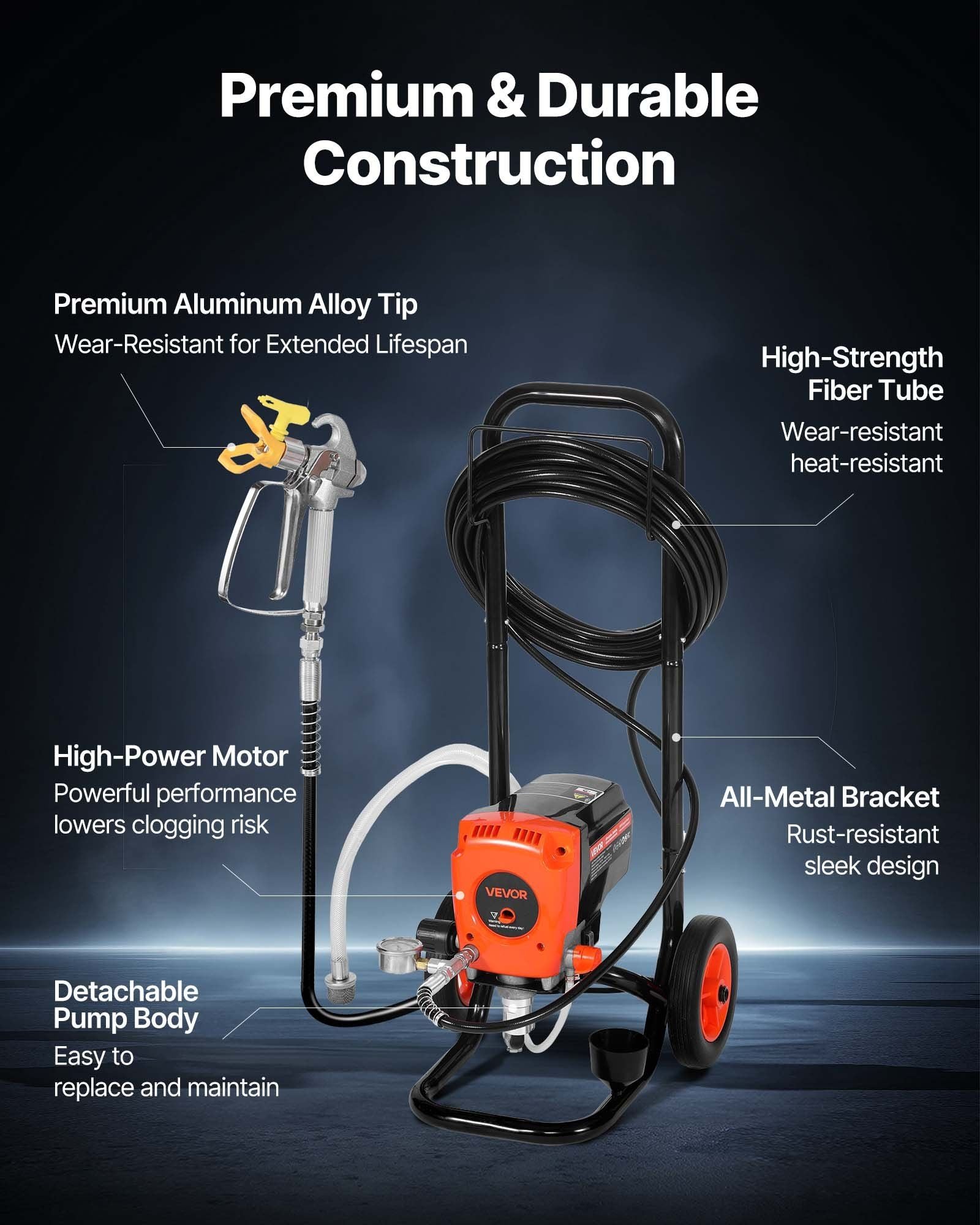 Stand Airless Paint Sprayer, 950W, 3300PSI High Pressure Airless Sprayer with Cart, Cleaning Brush, Hose, V952-ZSSPTJ900W04UXQUL001V3