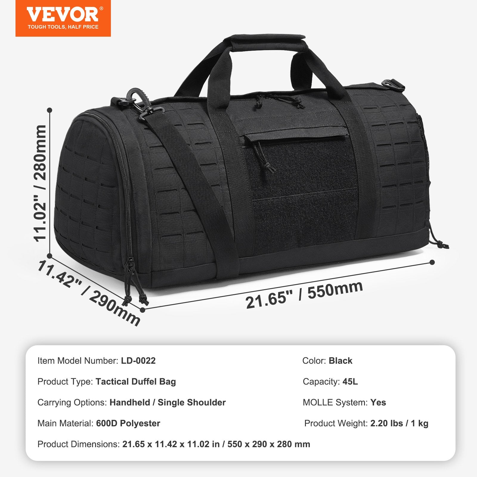 Tactical Duffle Bag 45L Gym Bag Duffle Molle Design & Shoe Compartment V952-ZSXLDHS45L00R8KMZV0