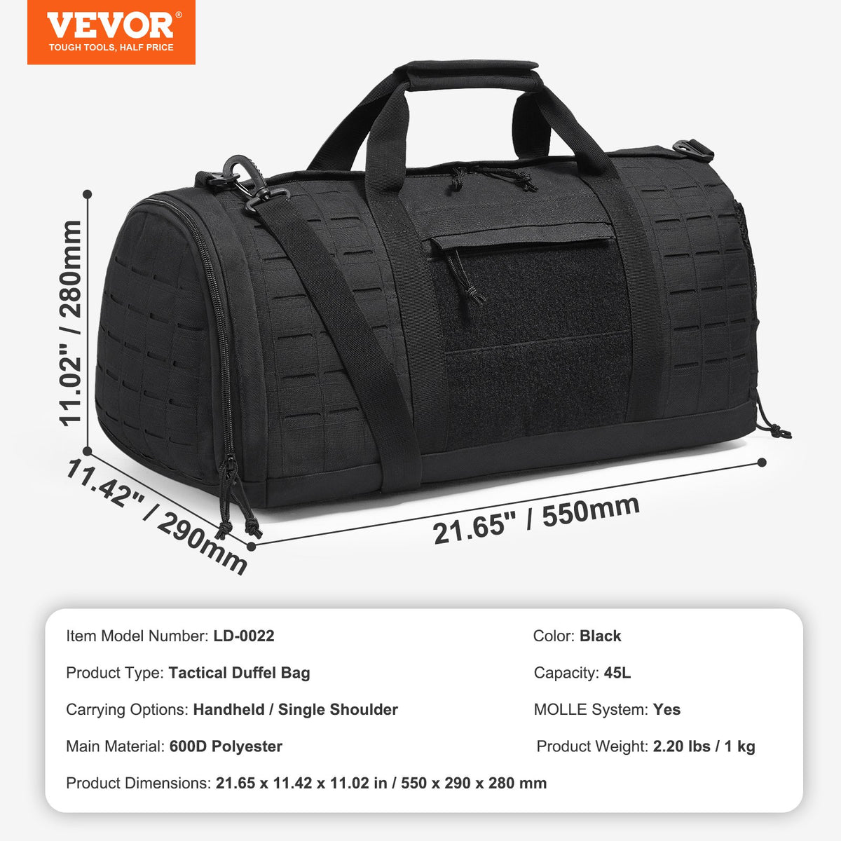 Tactical Duffle Bag 45L Gym Bag Duffle Molle Design & Shoe Compartment V952-ZSXLDHS45L00R8KMZV0