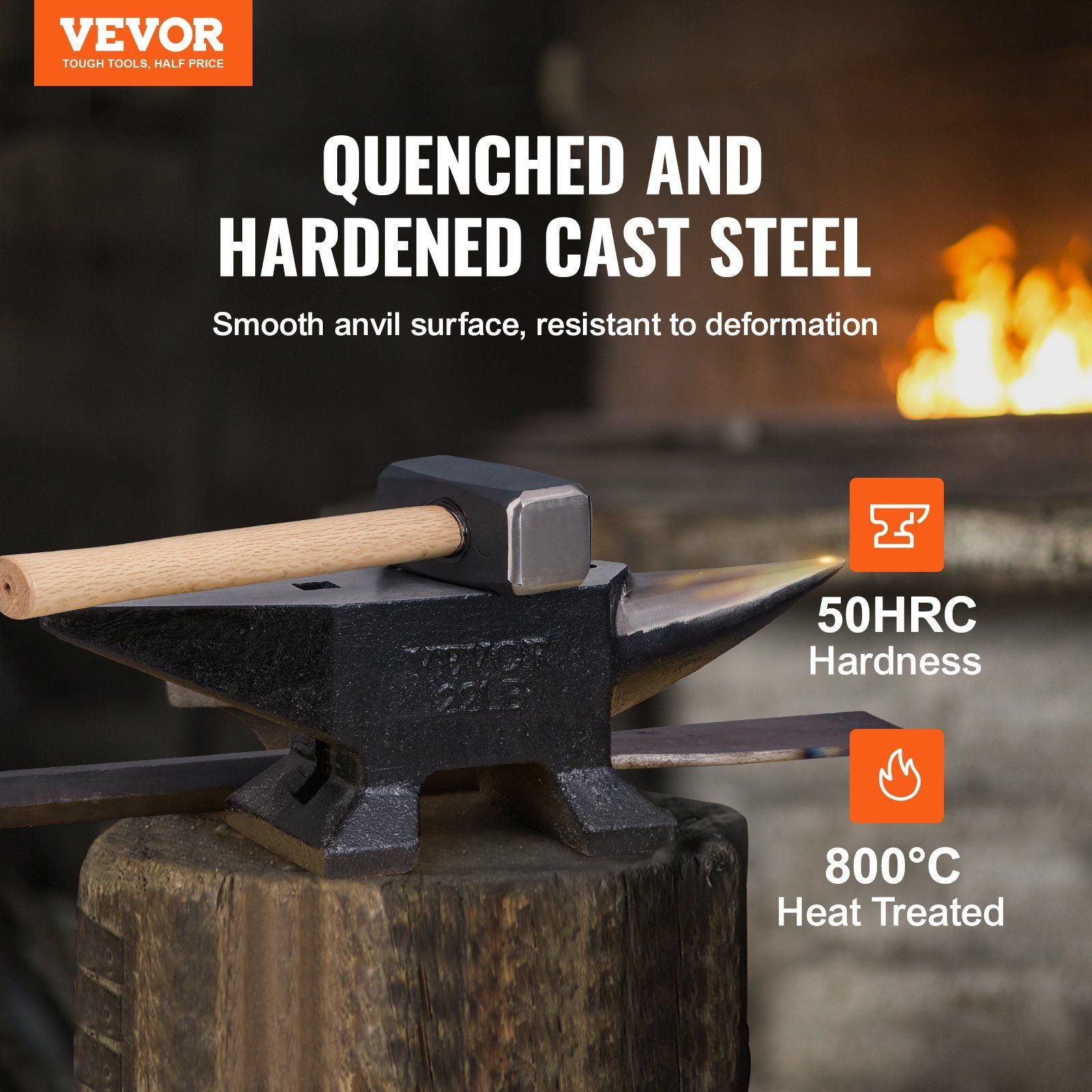 Single Horn Anvil, 22Lbs Cast Steel Anvil, High Hardness Rugged Round Horn Anvil Blacksmith, Large Countertop V952-ZT22LBITALIANJYDMV0