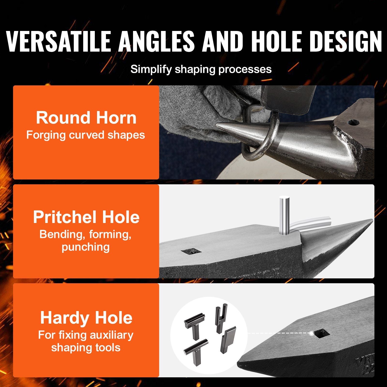 Single Horn Anvil, 22Lbs Cast Steel Anvil, High Hardness Rugged Round Horn Anvil Blacksmith, Large Countertop V952-ZT22LBITALIANJYDMV0