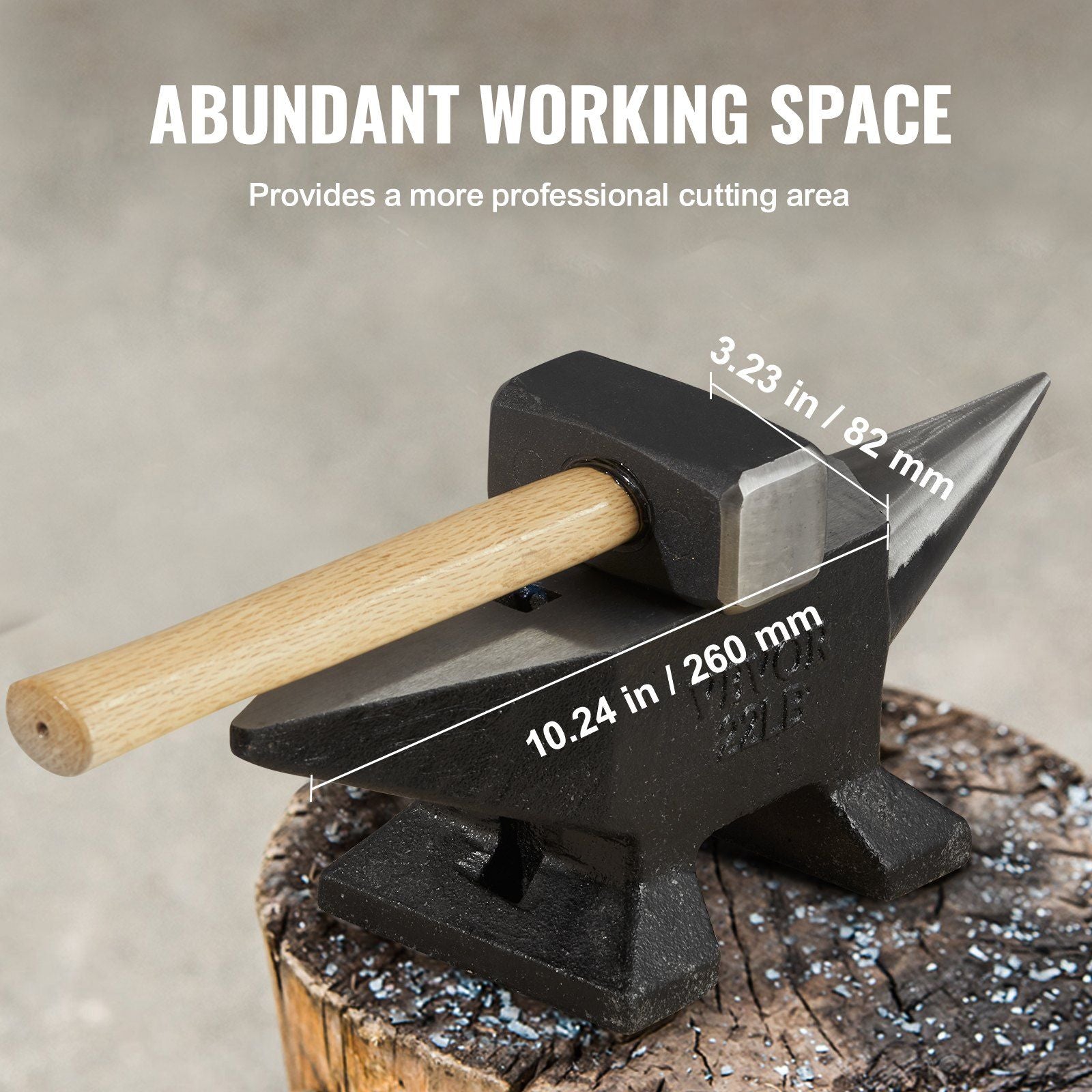 Single Horn Anvil, 22Lbs Cast Steel Anvil, High Hardness Rugged Round Horn Anvil Blacksmith, Large Countertop V952-ZT22LBITALIANJYDMV0