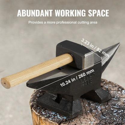 Single Horn Anvil, 22Lbs Cast Steel Anvil, High Hardness Rugged Round Horn Anvil Blacksmith, Large Countertop V952-ZT22LBITALIANJYDMV0