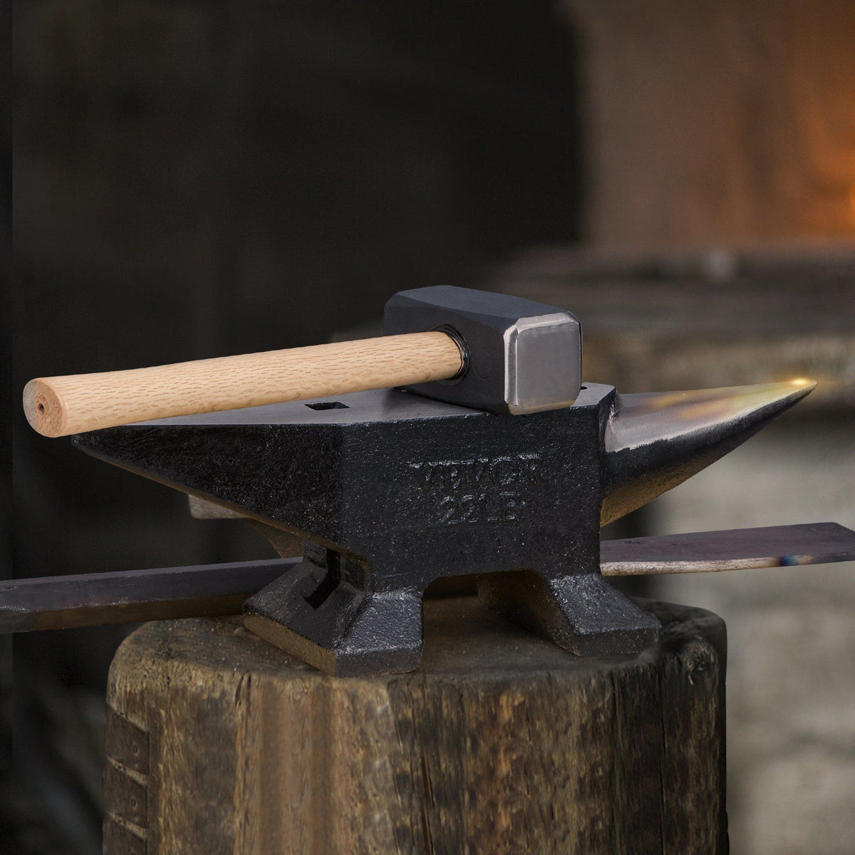 Single Horn Anvil, 22Lbs Cast Steel Anvil, High Hardness Rugged Round Horn Anvil Blacksmith, Large Countertop V952-ZT22LBITALIANJYDMV0