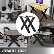 Set of 2 Steel Table Legs, 16'Height 15'Wide Dining Table Legs, Heavy Duty 3.1" Square Box Section X Frame V952-ZT400X395MM000001V0