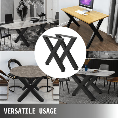 Set of 2 Steel Table Legs, 16'Height 15'Wide Dining Table Legs, Heavy Duty 3.1" Square Box Section X Frame V952-ZT400X395MM000001V0