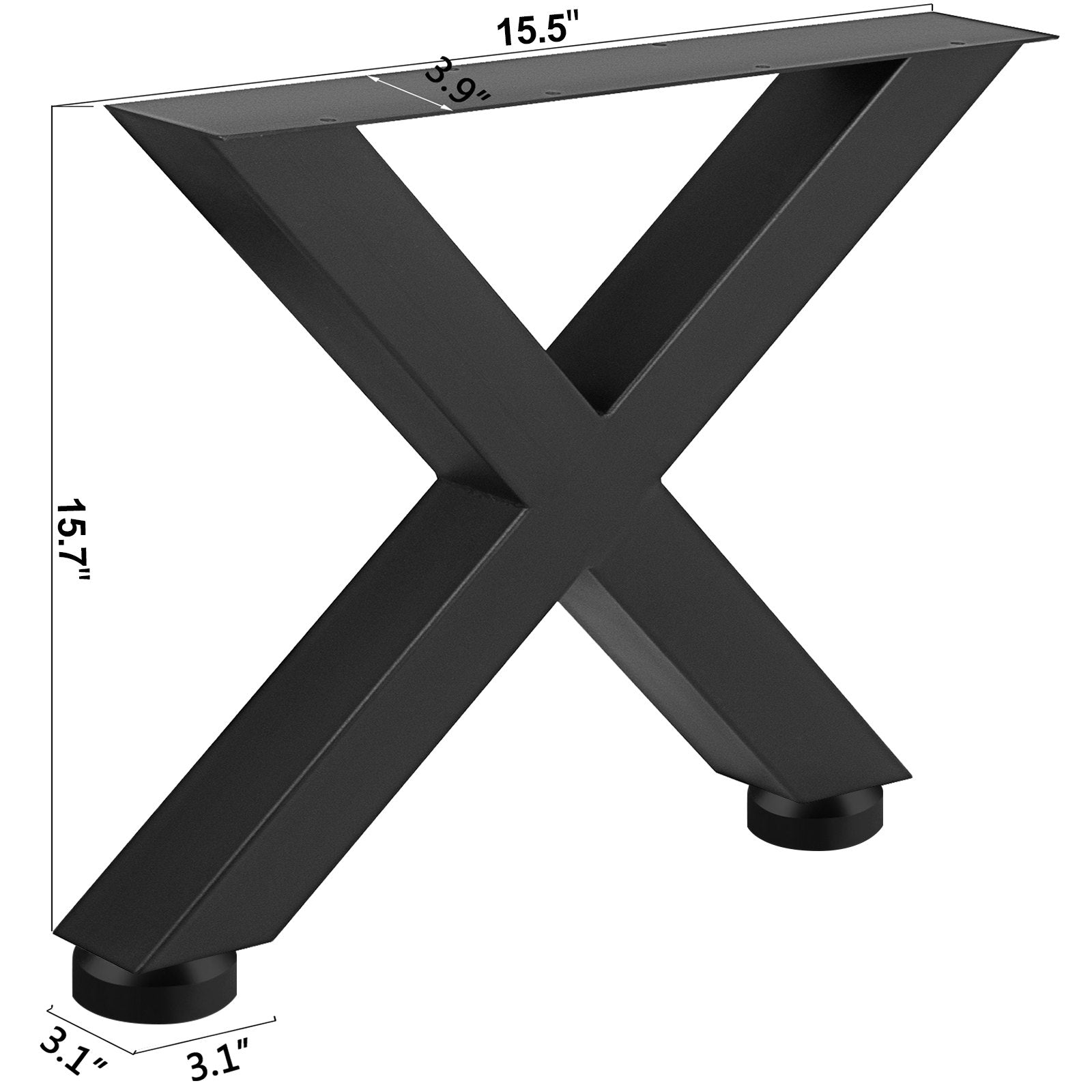 Set of 2 Steel Table Legs, 16'Height 15'Wide Dining Table Legs, Heavy Duty 3.1" Square Box Section X Frame V952-ZT400X395MM000001V0