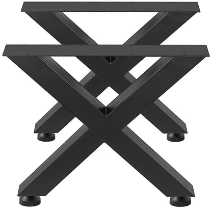 Set of 2 Steel Table Legs, 16'Height 15'Wide Dining Table Legs, Heavy Duty 3.1" Square Box Section X Frame V952-ZT400X395MM000001V0