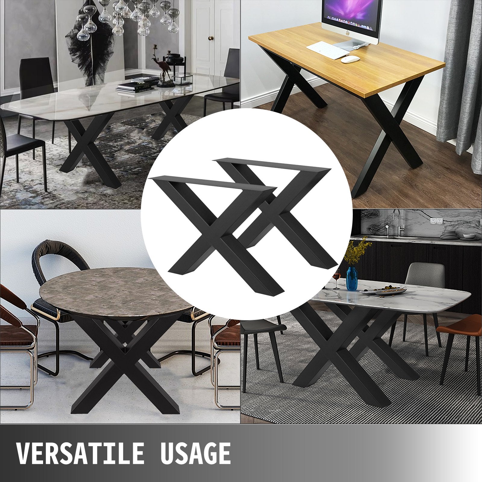 Metal Table Legs 28.4 x 29.9 Inch Black Table Legs Premium steel table legs with X-frame style Steel Bench V952-ZT720X760MM000001V0