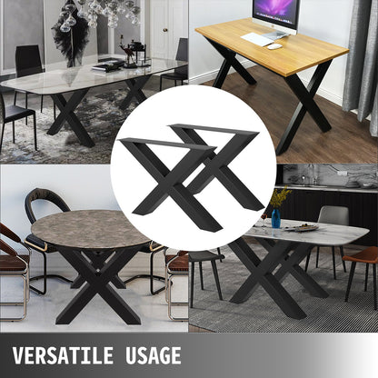 Metal Table Legs 28.4 x 29.9 Inch Black Table Legs Premium steel table legs with X-frame style Steel Bench V952-ZT720X760MM000001V0