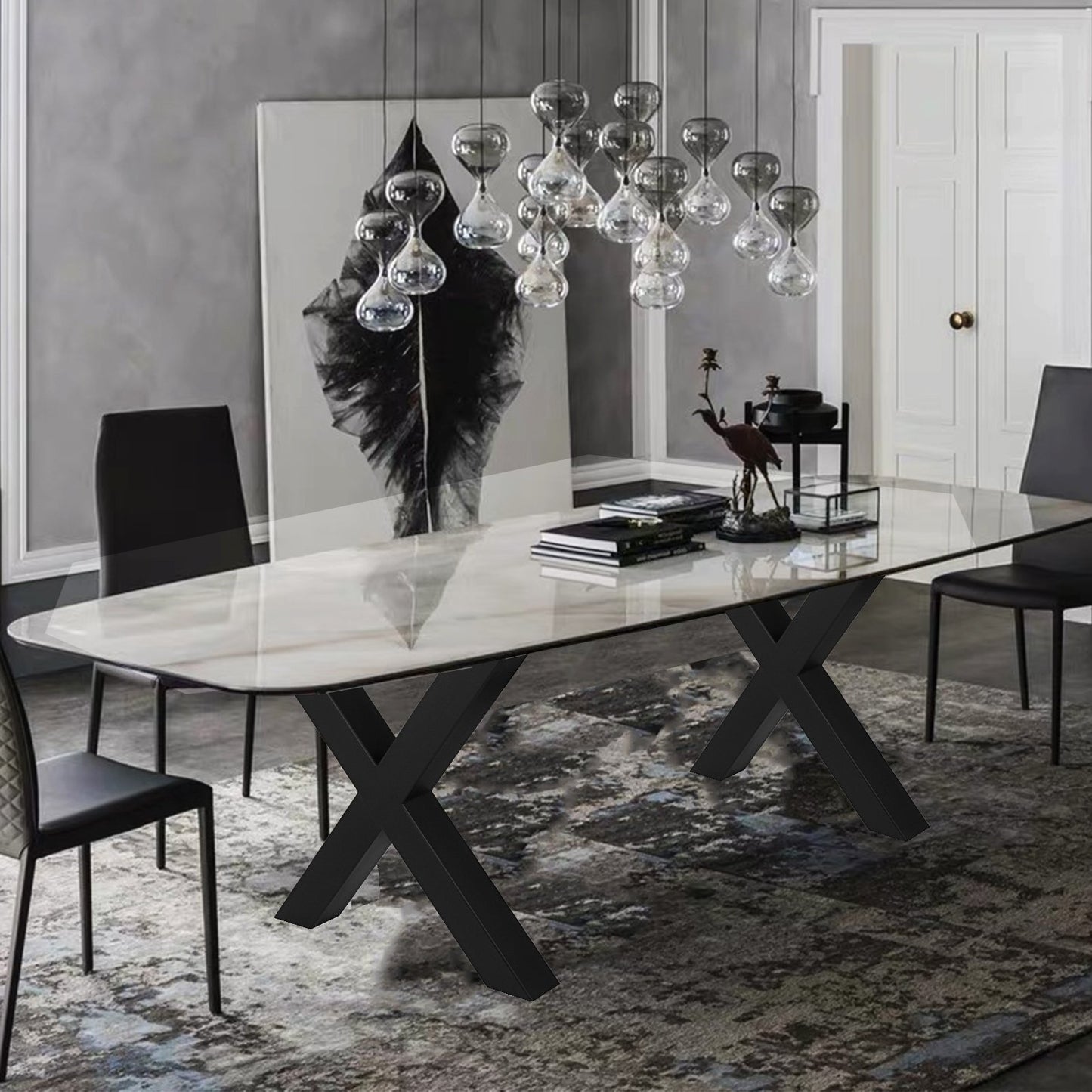 Metal Table Legs 28.4 x 29.9 Inch Black Table Legs Premium steel table legs with X-frame style Steel Bench V952-ZT720X760MM000001V0