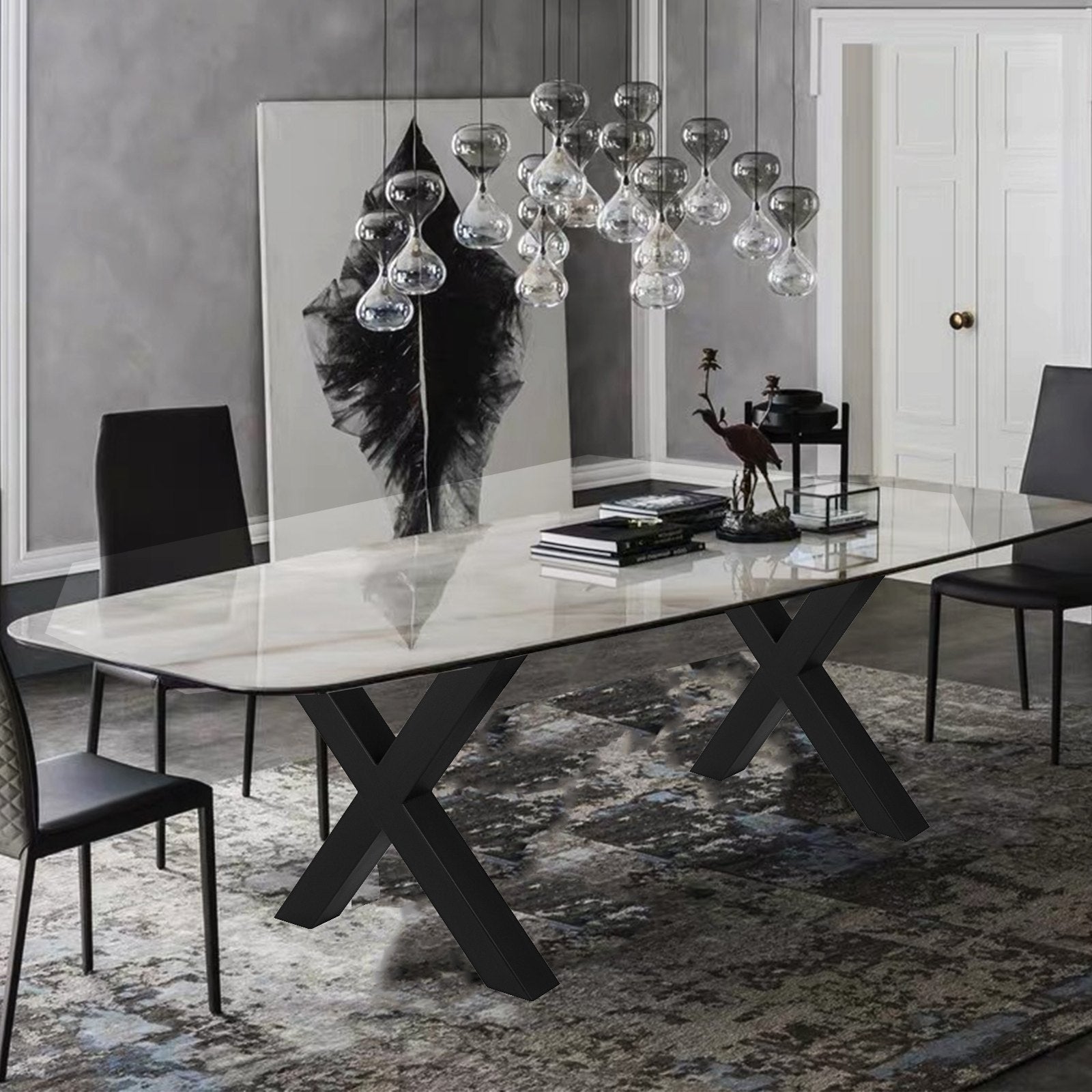 Metal Table Legs 28.4 x 29.9 Inch Black Table Legs Premium steel table legs with X-frame style Steel Bench V952-ZT720X760MM000001V0