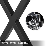 Set of 2 Steel Table Legs, 72cm Height 79cm Wide Dining Table Legs, Heavy Duty 7.9cm Square Box Section X V952-ZT720X790MM000001V0