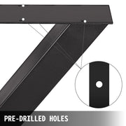 Set of 2 Steel Table Legs, 72cm Height 79cm Wide Dining Table Legs, Heavy Duty 7.9cm Square Box Section X V952-ZT720X790MM000001V0