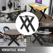 Set of 2 Steel Table Legs, 72cm Height 79cm Wide Dining Table Legs, Heavy Duty 7.9cm Square Box Section X V952-ZT720X790MM000001V0