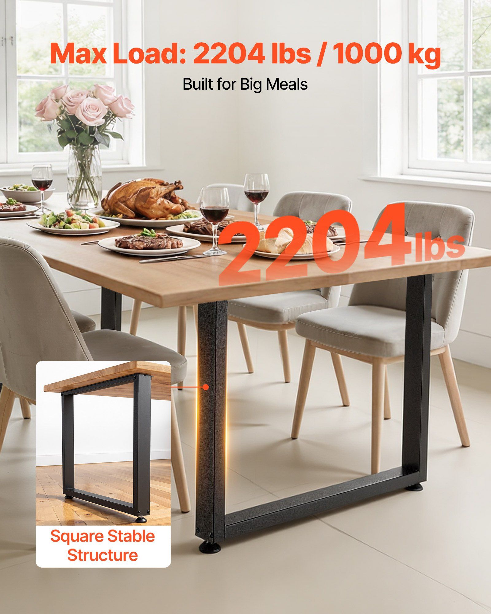 Table Legs, 750 x 900 mm (H x W) Square Steel Furniture Legs, Modular Design, Easy Assembly, 1000 kg Max Load V952-ZTCFKFX2835II5NSO001V0