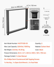 Table Legs, 750 x 900 mm (H x W) Square Steel Furniture Legs, Modular Design, Easy Assembly, 1000 kg Max Load V952-ZTCFKFX2835II5NSO001V0