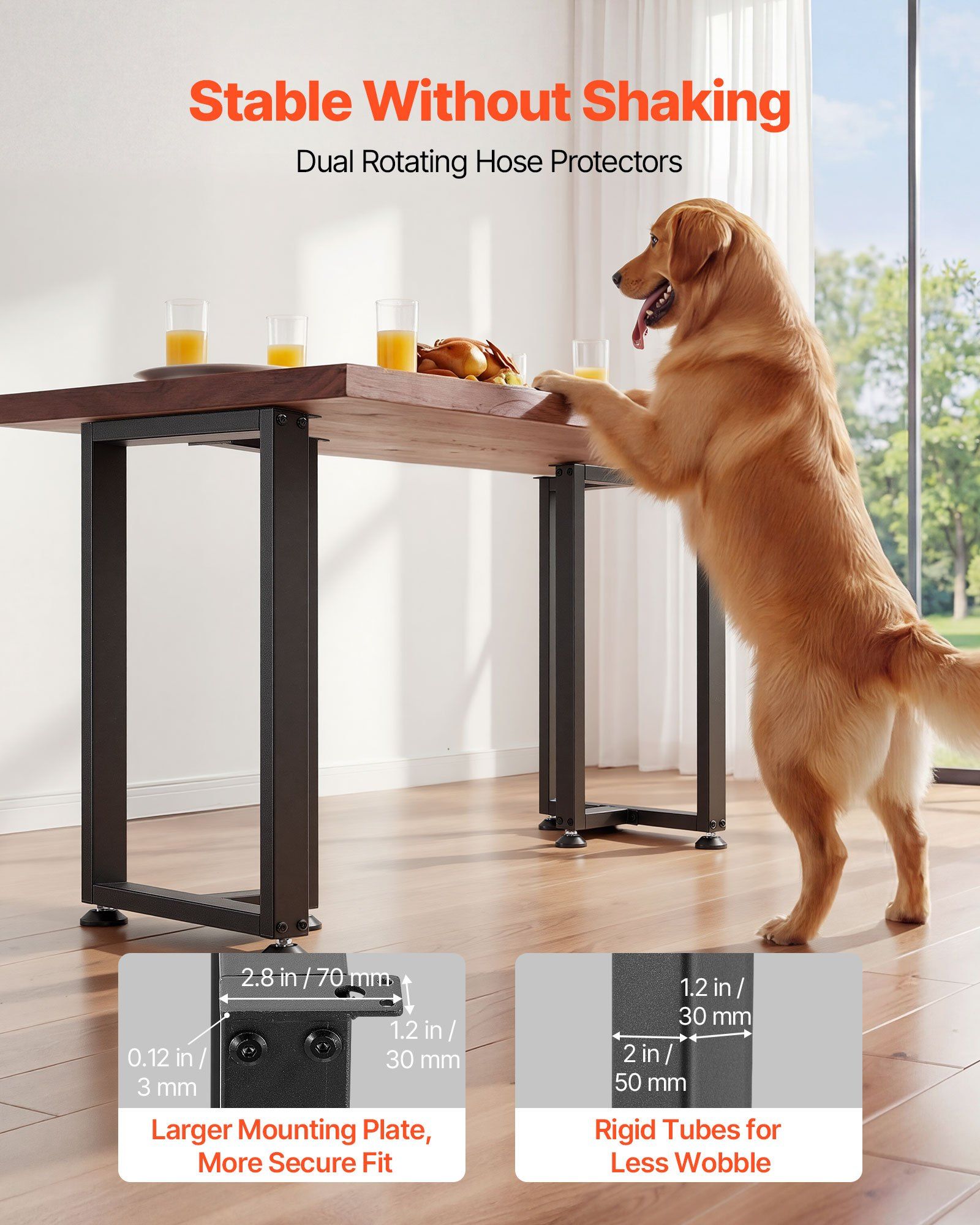 Table Legs, 740 x 450 mm (H x W) Square T Shape Steel Furniture Legs, Modular Design, Easy Assembly, 1000 kg V952-ZTCFKFXTK281F1QMG001V0