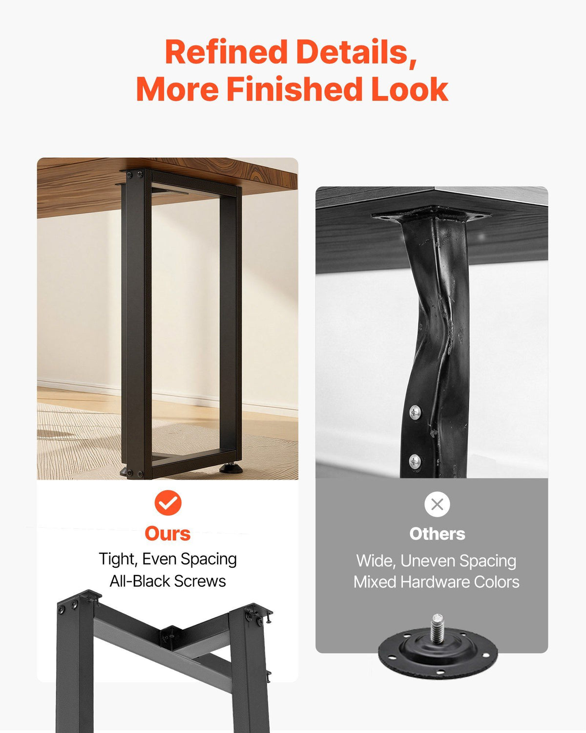 Table Legs, 740 x 450 mm (H x W) Square T Shape Steel Furniture Legs, Modular Design, Easy Assembly, 1000 kg V952-ZTCFKFXTK281F1QMG001V0