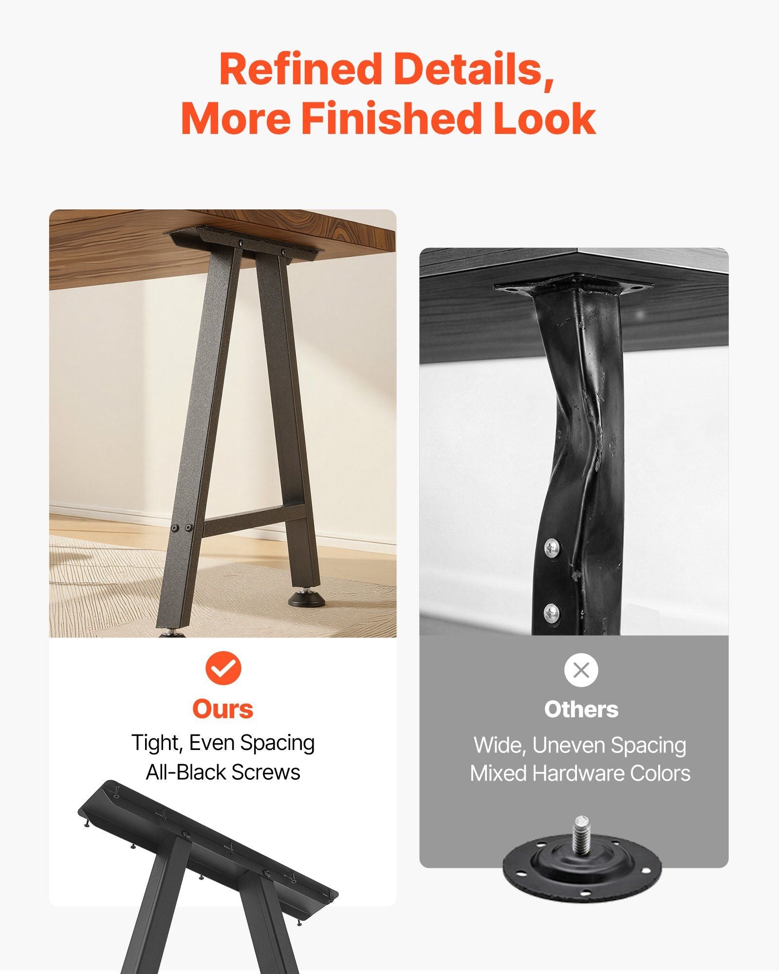 Table Legs, 740 x 550 mm (H x W) Trapezoid Steel Furniture Legs, Modular Design, Easy Assembly, 1000 kg Max V952-ZTCFKTX281772W9UW001V0