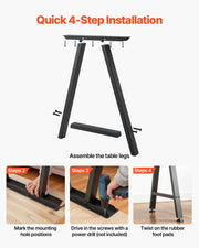 Table Legs, 740 x 550 mm (H x W) Trapezoid Steel Furniture Legs, Modular Design, Easy Assembly, 1000 kg Max V952-ZTCFKTX281772W9UW001V0
