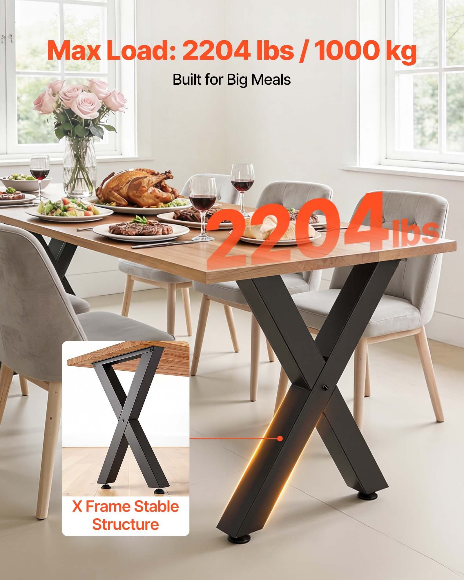 Table Legs, 750 x 600 mm (H x W) Steel Furniture Legs, Modular Design, Easy Assembly, 1000 kg Max Load Heavy V952-ZTCFKXX2824IDAGR1001V0