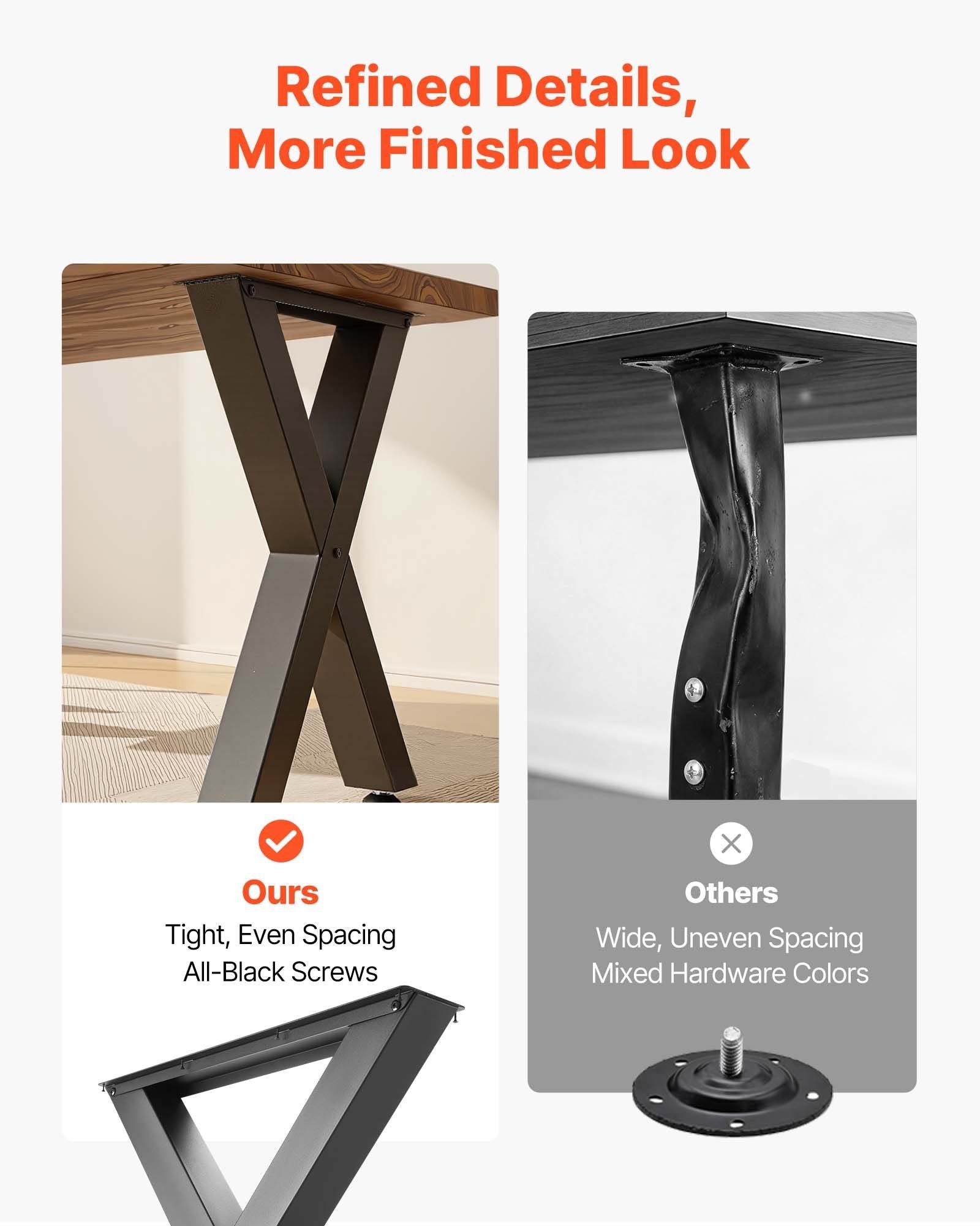 Table Legs, 750 x 600 mm (H x W) Steel Furniture Legs, Modular Design, Easy Assembly, 1000 kg Max Load Heavy V952-ZTCFKXX2824IDAGR1001V0