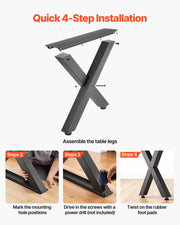 Table Legs, 750 x 600 mm (H x W) Steel Furniture Legs, Modular Design, Easy Assembly, 1000 kg Max Load Heavy V952-ZTCFKXX2824IDAGR1001V0
