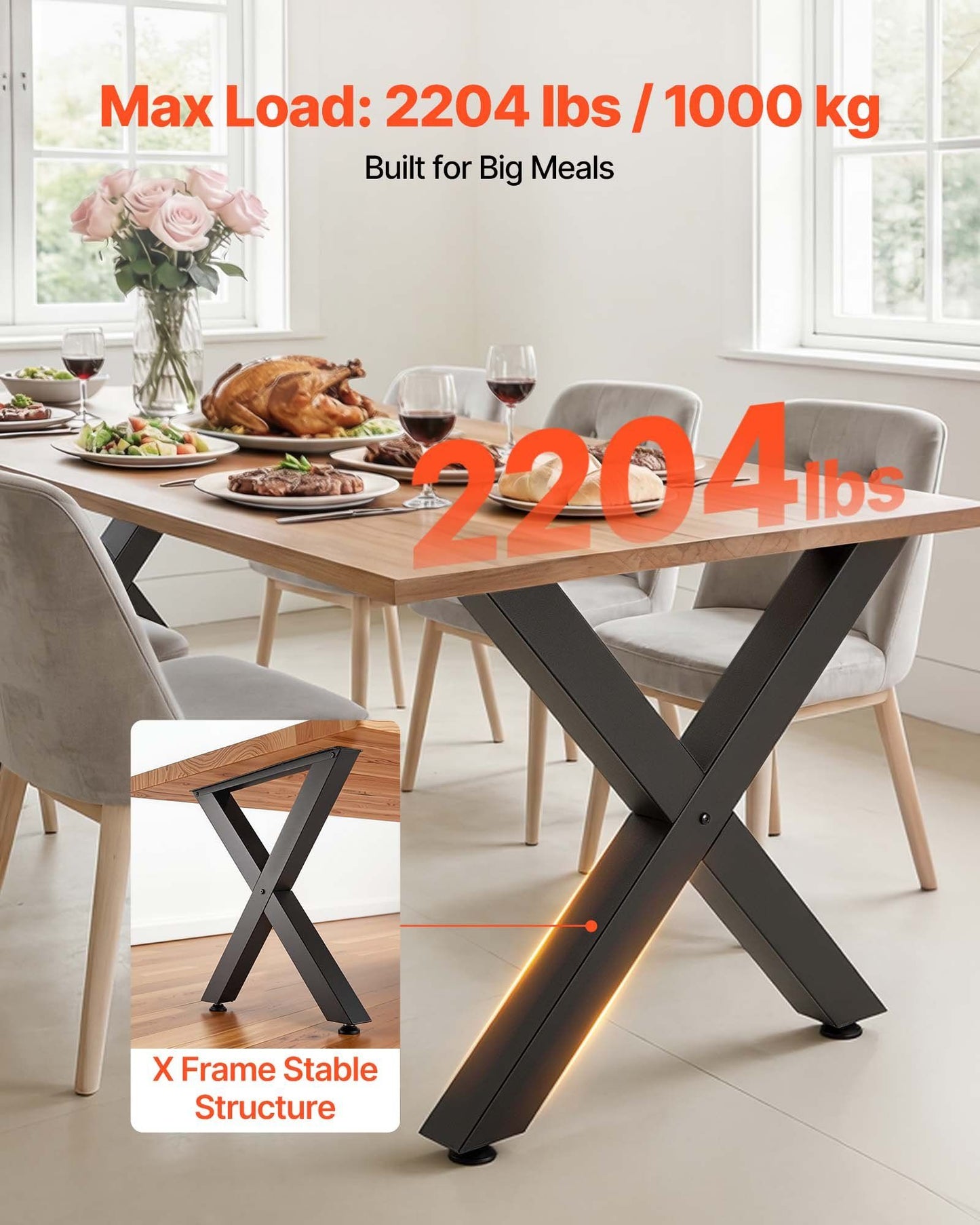 Table Legs, 750 x 790 mm (H x W) Steel Furniture Legs, Modular Design, Easy Assembly, 1000 kg Max Load Heavy V952-ZTCFKXX2831IBPCFO001V0