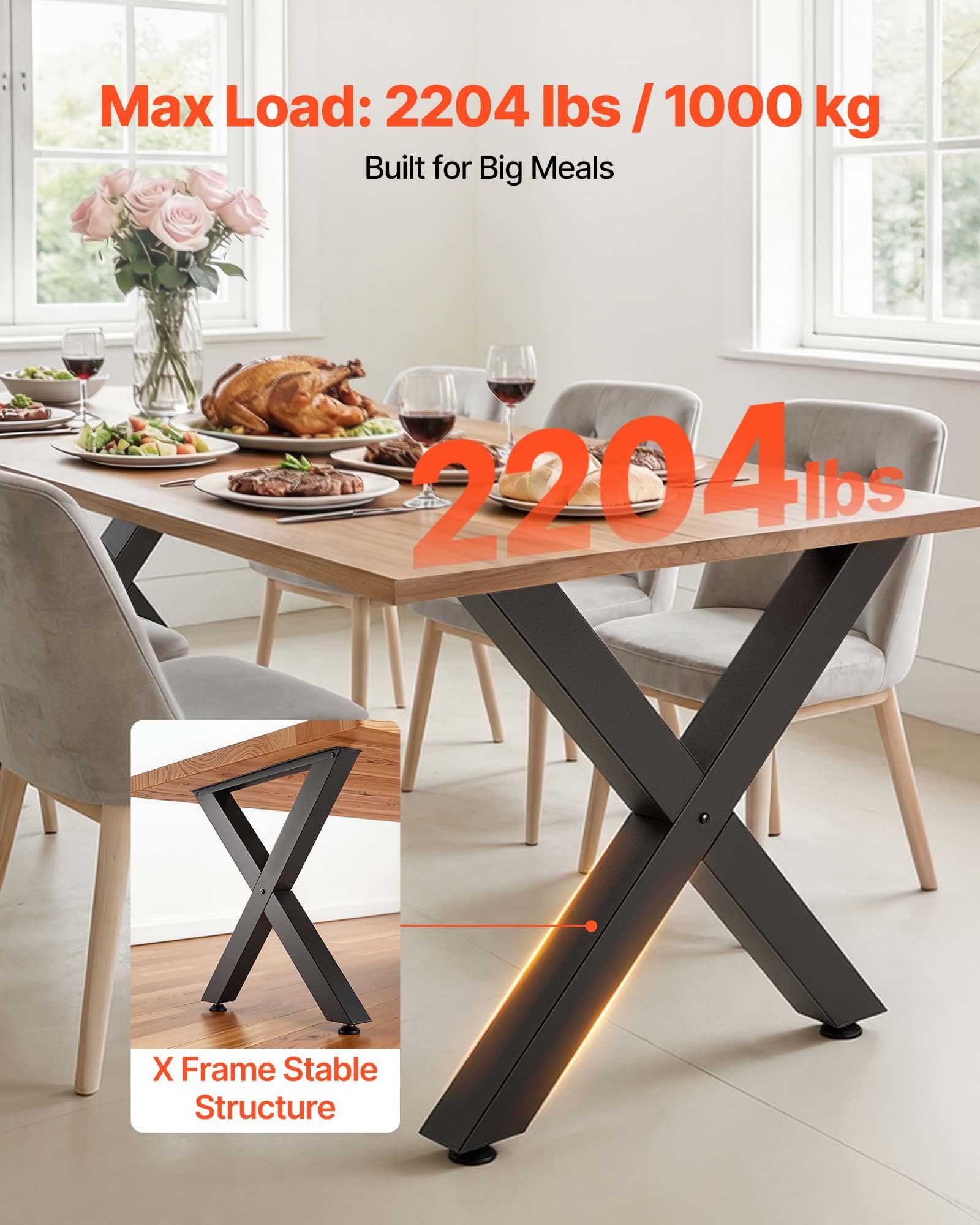 Table Legs, 750 x 790 mm (H x W) Steel Furniture Legs, Modular Design, Easy Assembly, 1000 kg Max Load Heavy V952-ZTCFKXX2831IBPCFO001V0