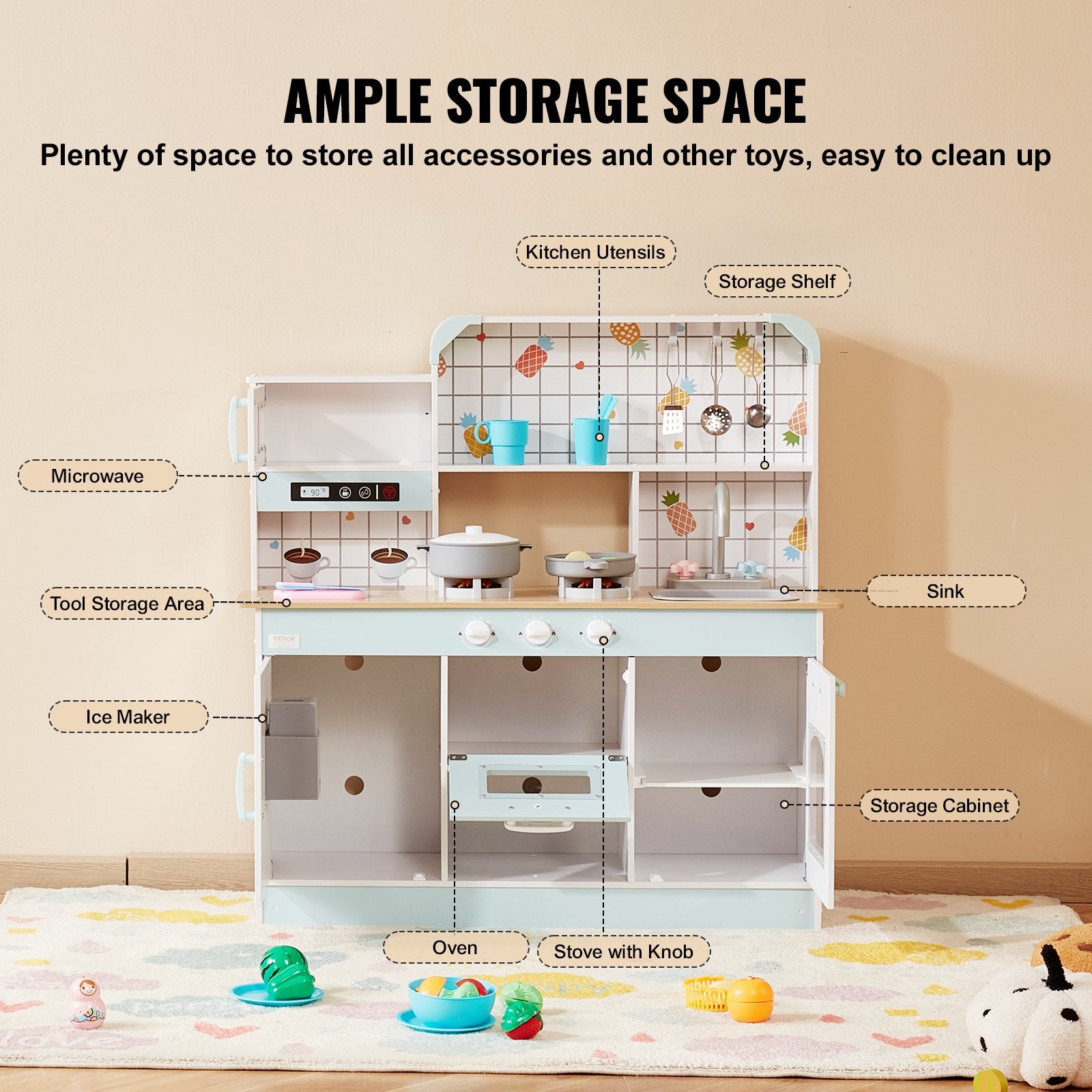 Kitchen Playset Kids Pretend Cooking Play Toy 24 Piece Accessories White V952-ZTCFWJTZBSYTDP0TCV9