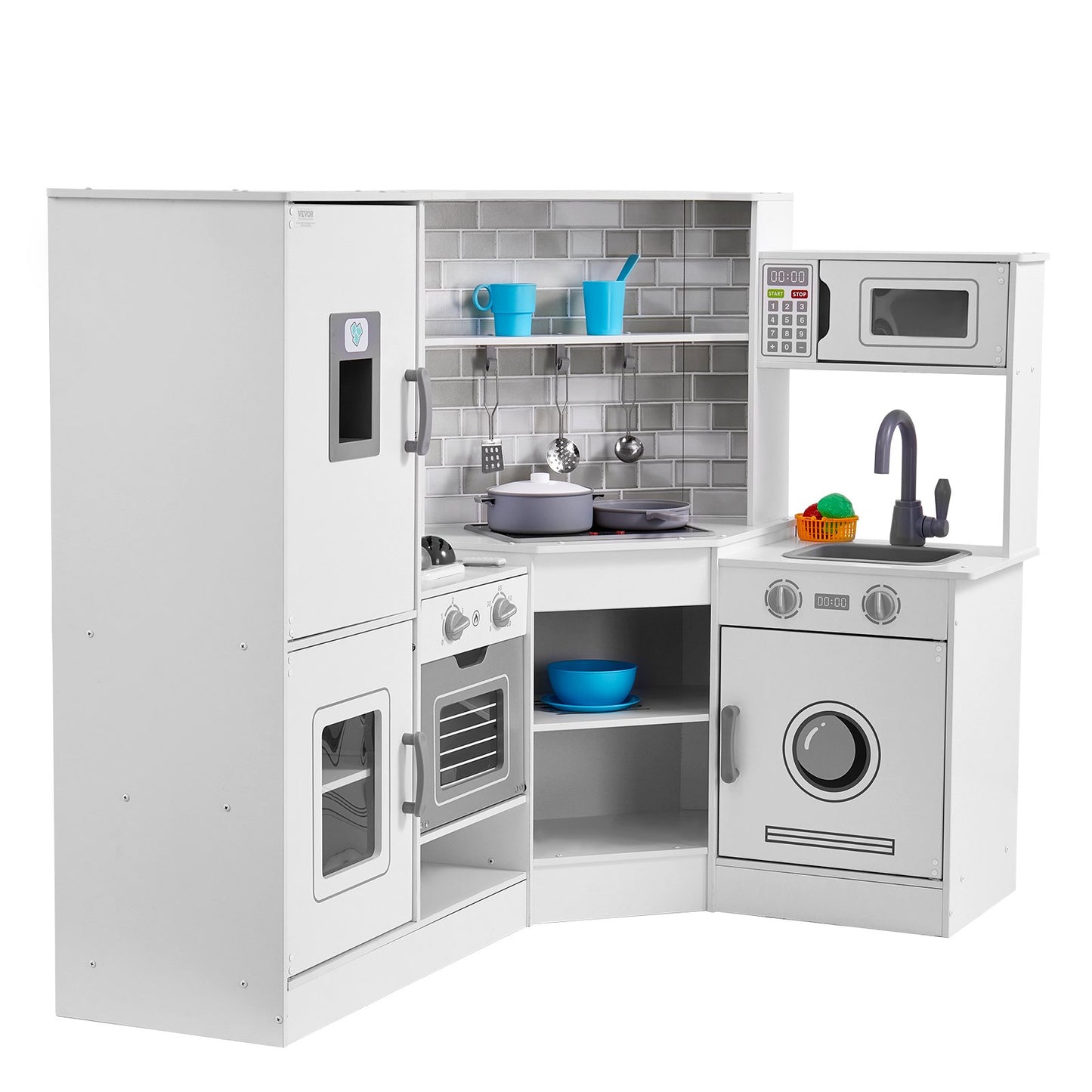 Kitchen Playset Kids Pretend Cooking Play Toy 24 Piece Accessories White V952-ZTCFWJTZBSZJNRNQAV9